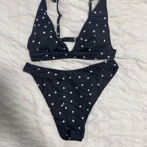 Polka Dot Bikini Set - Black and White
